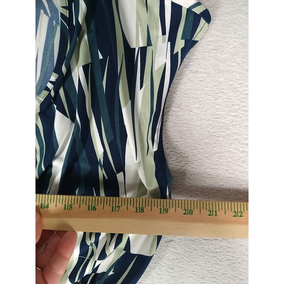 Banana Republic Wrap Dress Women's Large Short Sleeve Surplice Front Blue GReen - Picture 6 of 11